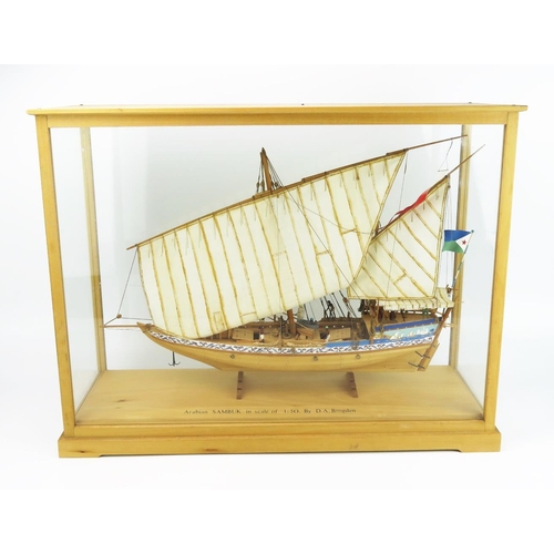 2590 - A Well Detailed Fully Planked Rigged Model of an Arabian Sambuk Trading Vessel of The Middle East by... 