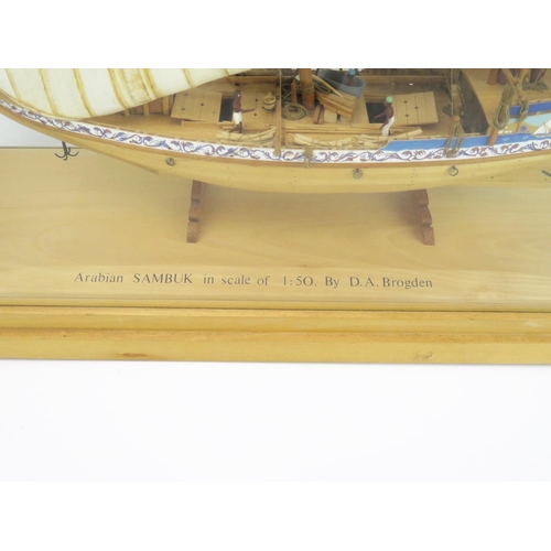 2590 - A Well Detailed Fully Planked Rigged Model of an Arabian Sambuk Trading Vessel of The Middle East by... 