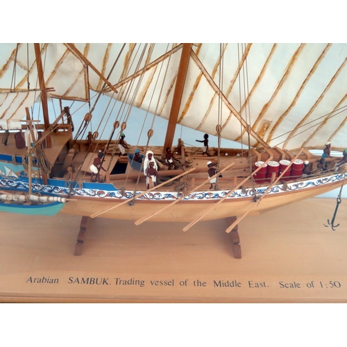 2590 - A Well Detailed Fully Planked Rigged Model of an Arabian Sambuk Trading Vessel of The Middle East by... 