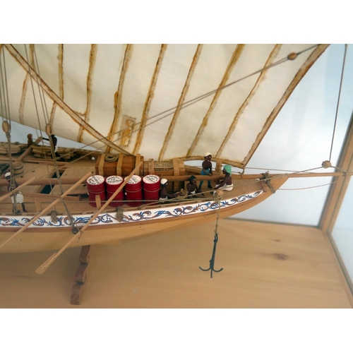 2590 - A Well Detailed Fully Planked Rigged Model of an Arabian Sambuk Trading Vessel of The Middle East by... 