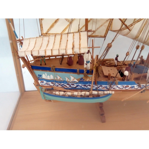 2590 - A Well Detailed Fully Planked Rigged Model of an Arabian Sambuk Trading Vessel of The Middle East by... 