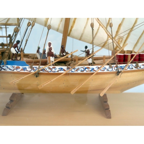 2590 - A Well Detailed Fully Planked Rigged Model of an Arabian Sambuk Trading Vessel of The Middle East by... 