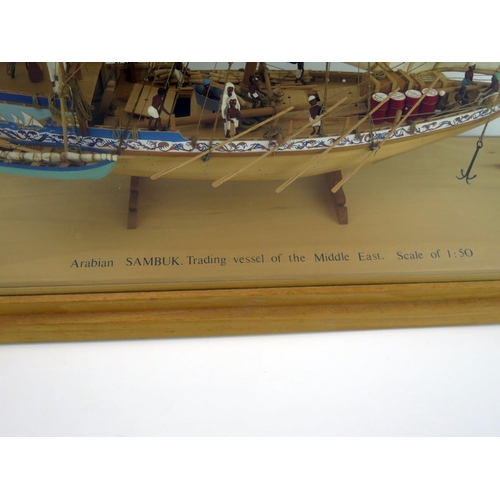 2590 - A Well Detailed Fully Planked Rigged Model of an Arabian Sambuk Trading Vessel of The Middle East by... 