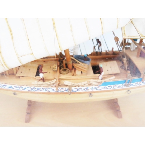 2590 - A Well Detailed Fully Planked Rigged Model of an Arabian Sambuk Trading Vessel of The Middle East by... 