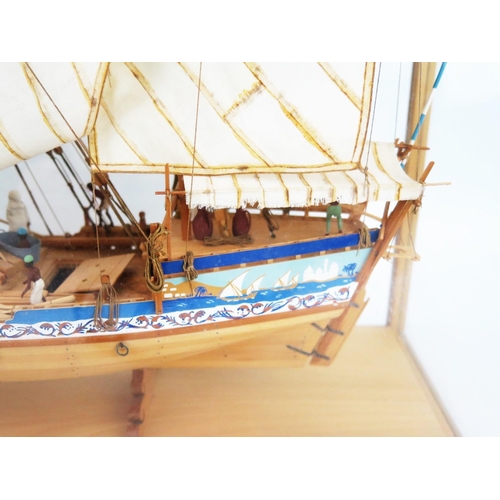 2590 - A Well Detailed Fully Planked Rigged Model of an Arabian Sambuk Trading Vessel of The Middle East by... 