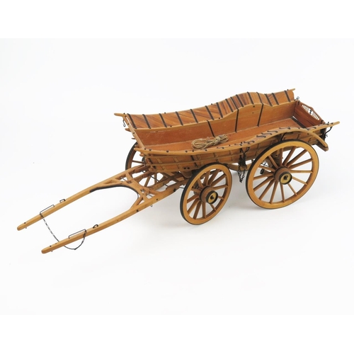 2591 - A Wooden Model of a Horse Pulled Wagon Built by D.A. Brogden (although unsigned) with black metal de... 