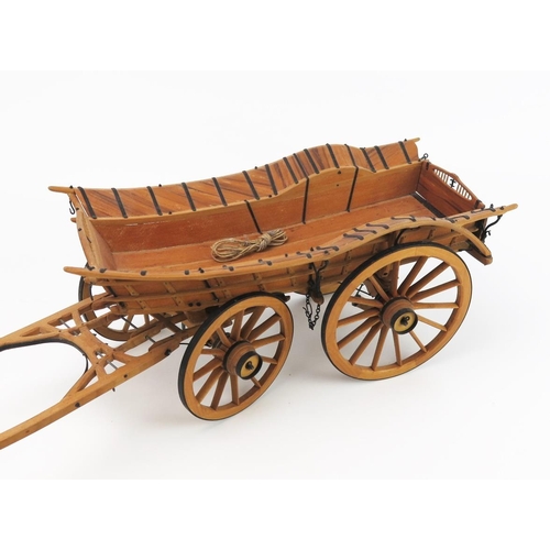 2591 - A Wooden Model of a Horse Pulled Wagon Built by D.A. Brogden (although unsigned) with black metal de... 