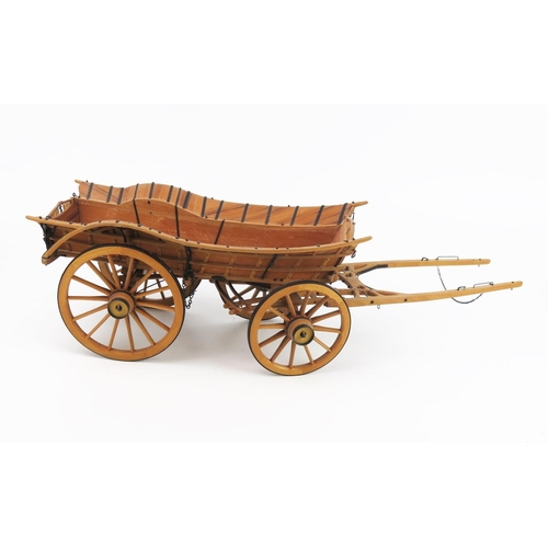 2591 - A Wooden Model of a Horse Pulled Wagon Built by D.A. Brogden (although unsigned) with black metal de... 