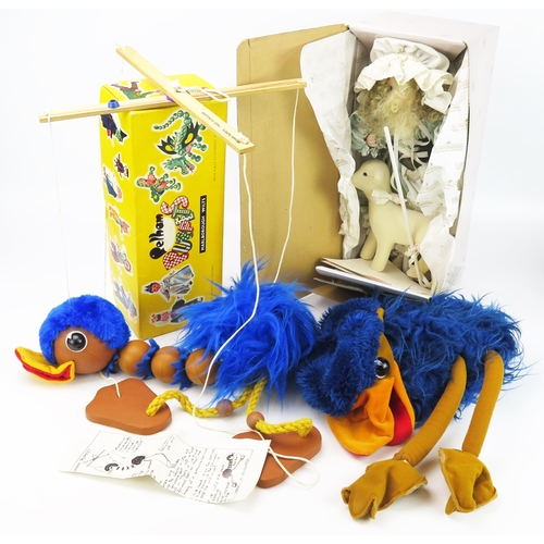 2608 - Pelham Puppets Rod Hull's Emu Marionette, another in Hand Puppet Form and a Ashton-Drake Galleries L... 