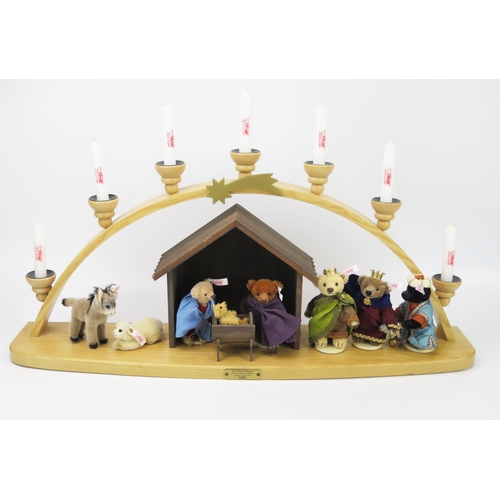 2622 - Steiff Christmas Schwibbogen Nativity Scene Candle Holder with The Baby Jesus, Mary, Joseph, The Thr... 