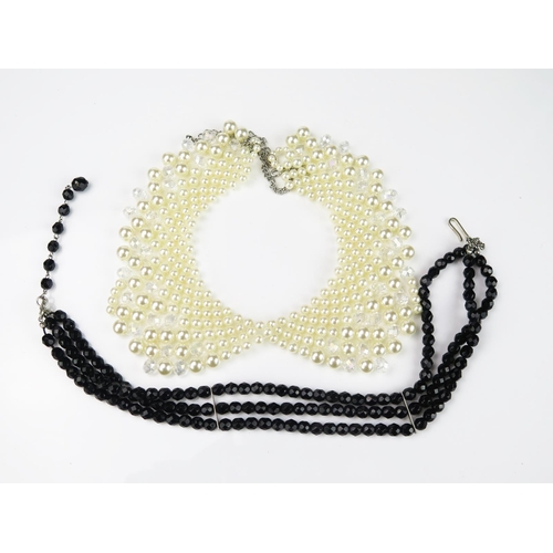 809 - Jewellery Pearl Collar, together with a glass faceted necklace, (2). Pearls not tested