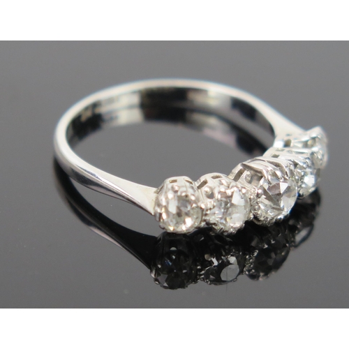 941 - A Diamond and 18ct White Gold Five Stone Ring, center stone EDW .5ct, size O.5, 3.2g