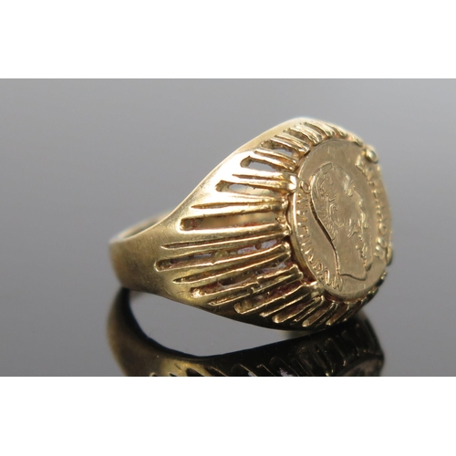 963 - A 9ct Gold Ladies Coin Ring, ring size G, 3.1g.