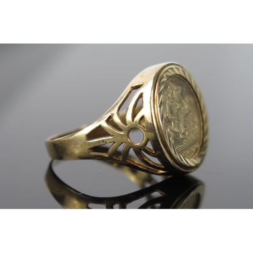 965 - A 9ct Gold St George 'Coin' Gentleman's Ring, ring size T.5, 5.2g