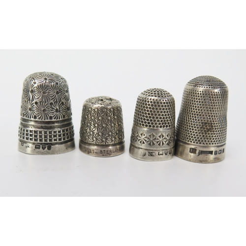 1213 - Three silver thimbles, various makers and dates, total weight of silver 13gms, 0.43ozs