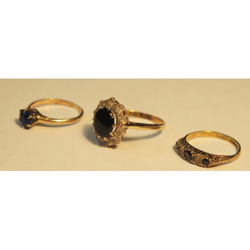 1069 - Two 9ct Gold Rings (sizes Q.5 and K, 4.8g) and plated ring