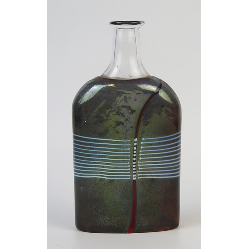 1297 - A Bertil Vallien, Kosta Boda variegated flask, signed to the base, No 500/1, 17.5cm high.