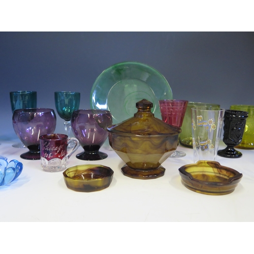 1280A - A collection of 19th century and later drinking glasses including rummers, wine glasses, tumblers, c... 