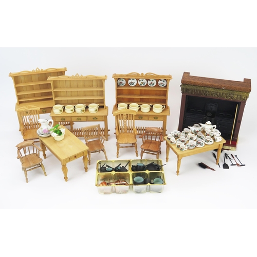 1003D - Dolls House Group of Kitchen Furniture1:12 Scale made by Dennis Brogden including dressers, fireplac... 