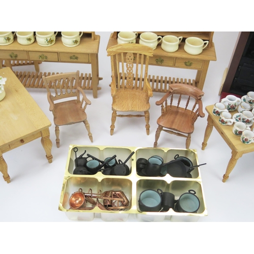 1003D - Dolls House Group of Kitchen Furniture1:12 Scale made by Dennis Brogden including dressers, fireplac... 