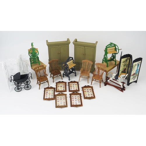 1003F - Dolls House Furniture Group 1:12 Scale, most made by Dennis Brogden including painted wardrobes, man... 