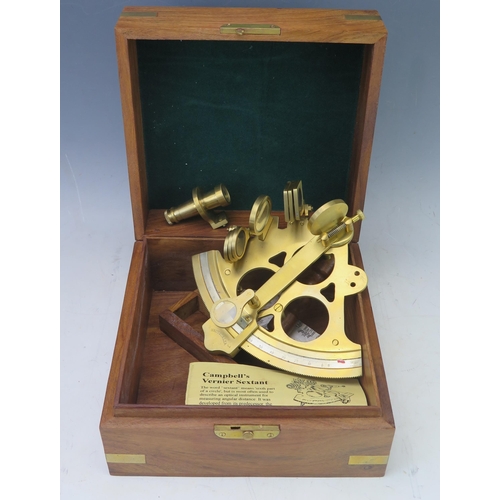 1005 - A reproduction all brass Campbell's style vernier sextant with silvered dial, mirror and filters, co... 