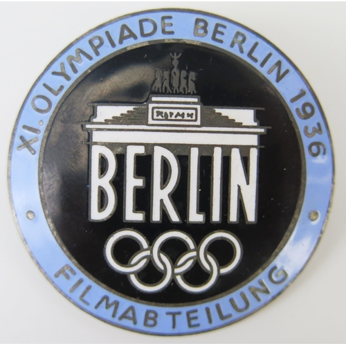 1013 - A Third Reich period 1936 Olympic enamel film Department badge.