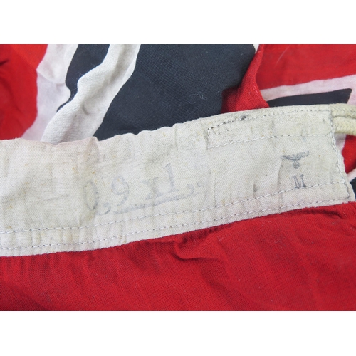 1019 - A Third Reich period Kreigsmarine flag, with printed details to the seam Carl Vam Fe?? Soligan Wald,... 