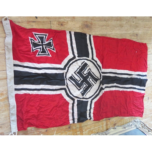 1019 - A Third Reich period Kreigsmarine flag, with printed details to the seam Carl Vam Fe?? Soligan Wald,... 