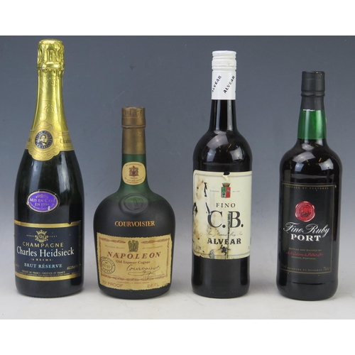 1025 - One bottle Charles Heidsieck Champagne, one bottle Courvoisier Cognac, One bottle Fino C.B. Alvear a... 