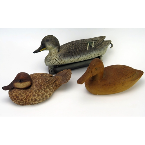 1031 - Peter Grossmith a carved and painted wooden Ruddy Duck with inset glass eyes, signed  and dated 1994... 