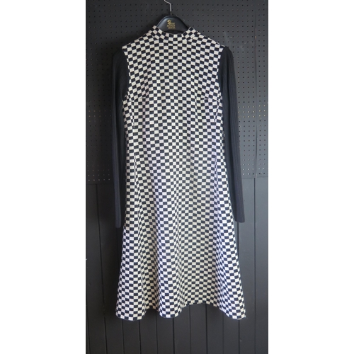 1035 - Christian Dior, a 1960's Diorling chequered dress with turtle neck and black arms, the label numbere... 