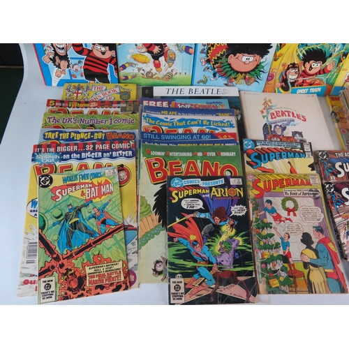 1041 - A small collection of DC comics starring Superman, assorted Beano comics, Beano annuals, Beatles Ill... 