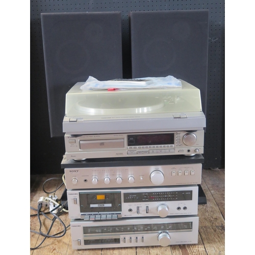 1045 - A collection of Hi-Fi equipment  including :- Toshiba Model SR-A35 turntable, Model ST-T25L Stereo T... 