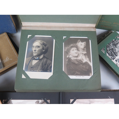 1051 - A collection of Edwardian and later postcards contained in albums, some loose, including actors and ... 