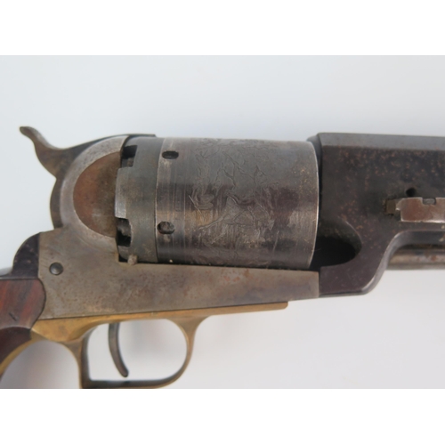 1065 - A  replica American Civil war, six-shot percussion revolver, with 12cm octagonal barrel , wood slab ... 