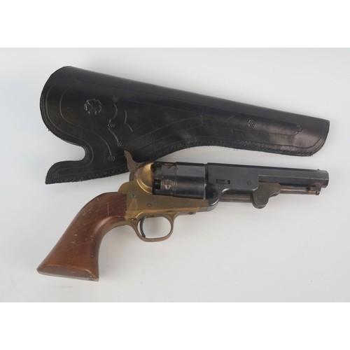 1065 - A  replica American Civil war, six-shot percussion revolver, with 12cm octagonal barrel , wood slab ... 