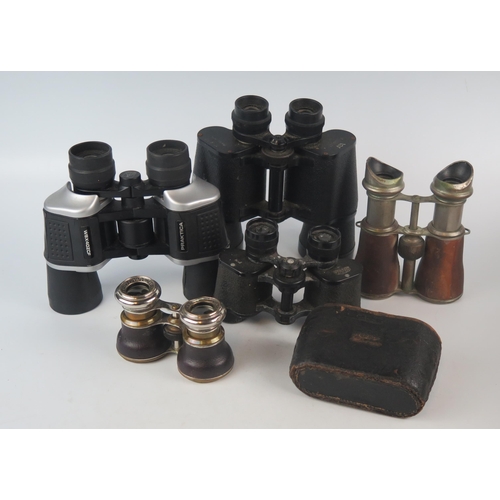 1072 - A pair of Regent 10 x 50 binoculars, a pair of Praktica binoculars, two pairs of field glasses and a... 