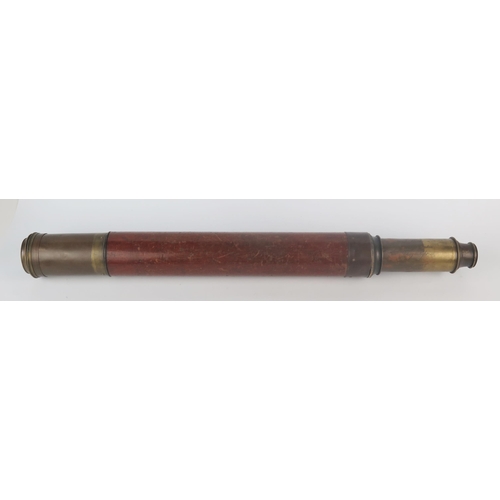 1086 - John Smith, 126 Wapping , London, a 19th century brass and mahogany bound single drawer telescope, 9... 