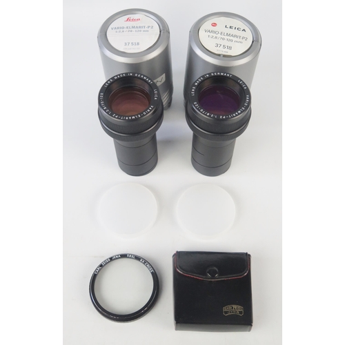 1095 - Two Leica Vario_Elmarit-P2 slide projector zoom lens, 1:2,8/70-120mm, in plastic cases, together wit... 