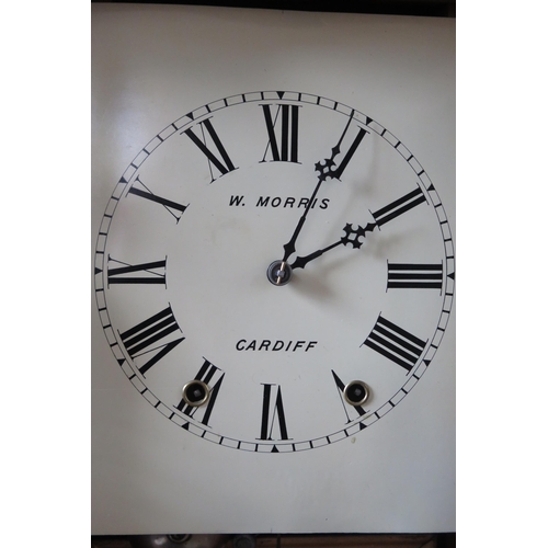 1107 - W Morris, Cardiff, a late Victorian mahogany and parquetry inlaid wall clock, with floral and scroll... 