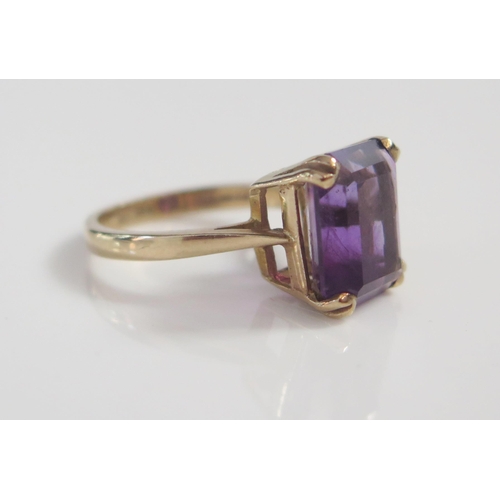 111 - A 9ct Gold and Amethyst Ring, 10x10mm stone, full London hallmarks, size L.25, 3.7g