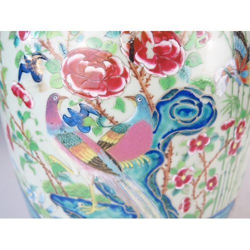 1170A - Large Chinese Famille Rose Vase, the central decoration depicts figures collecting butterflies and i... 