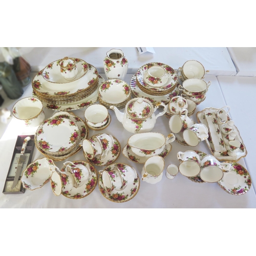 1249 - An extensive collection of Royal Albert 'Old Country Roses' pattern tea and dinner wares, vase cake ... 