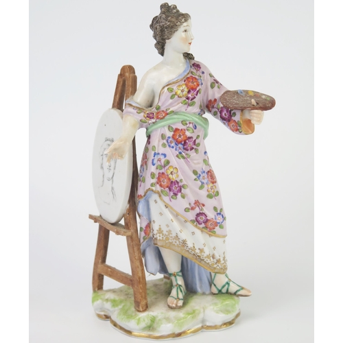 1261 - Mid 19th Century Meissen Style Figure of an Artist, blue cross marks incised, impressed number 12, 2... 