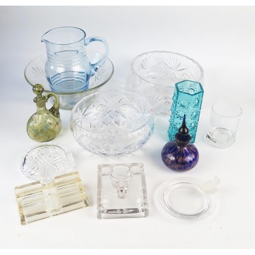 1283 - A mixed collection of glass wares including fruit bowls, scent bottles, pen tray, inkwell, cordial j... 