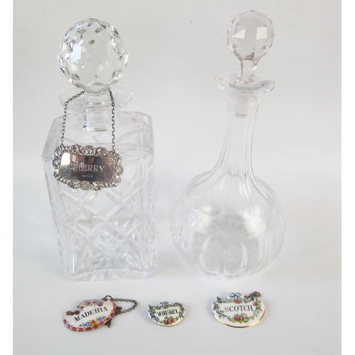 1284 - A Royal Doulton crystal glass decanter and stopper, with silver 