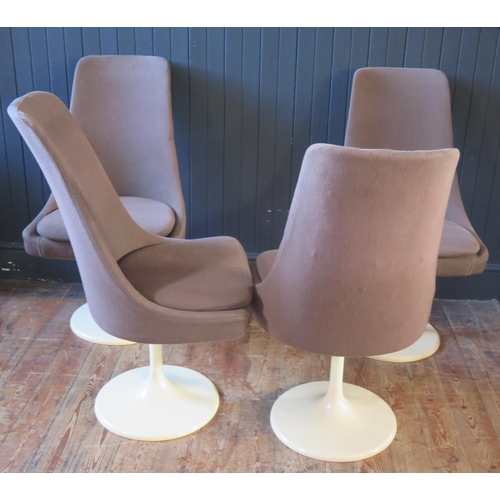 1330 - A set of four Lusch Erzeugris Gueridon swivel chairs, with chocolate brown covers and cushions raise... 