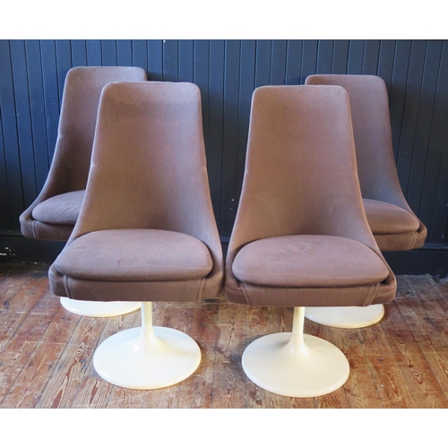 1330 - A set of four Lusch Erzeugris Gueridon swivel chairs, with chocolate brown covers and cushions raise... 