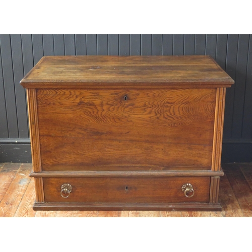 1331 - A. late 18th century oak and elm mule chest, of rectangular outline, the hinged lid enclosing a cand... 